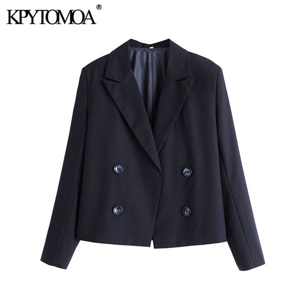 women fashion double breasted cropped blazer coat vintage long sleeve office wear female outerwear chic 210416, White;black
women fashion double breasted cropped blazer coat vintage long sleeve office wear female outerwear chic 210416, White;black