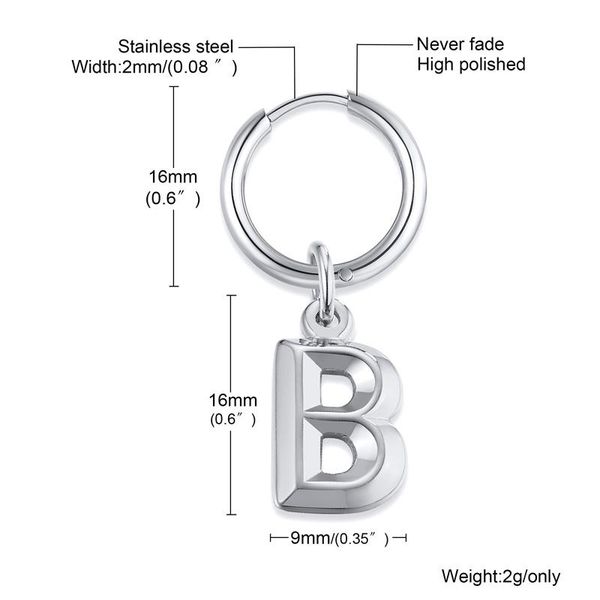 Single Dainty Initial Letter Huggie Hoop Earrings For Men Stainless Steel Alphabet Charms Earring A - Z &, Golden;silver
Single Dainty Initial Letter Huggie Hoop Earrings For Men Stainless Steel Alphabet Charms Earring A - Z &, Golden;silver