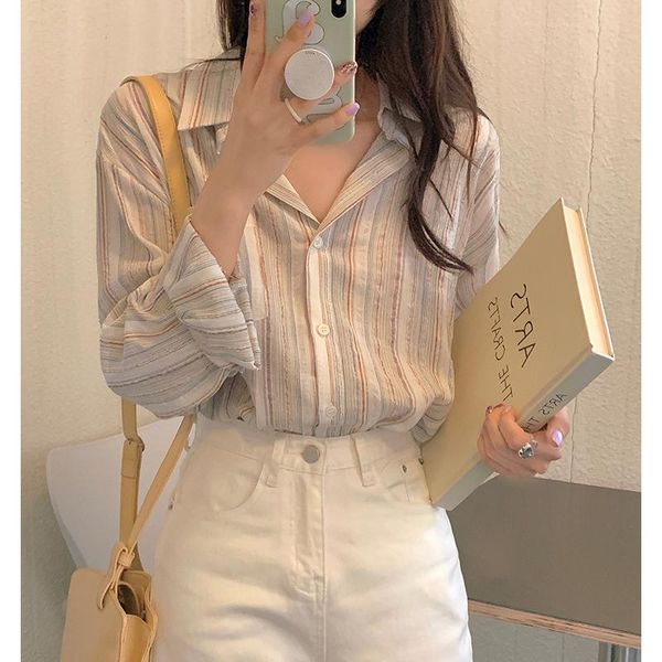 women's t-shirt minority lazy autumn stripes women lapel shirt sunscreen 2021 loose full sleeve plus size stylish casual, White
women's t-shirt minority lazy autumn stripes women lapel shirt sunscreen 2021 loose full sleeve plus size stylish casual, White