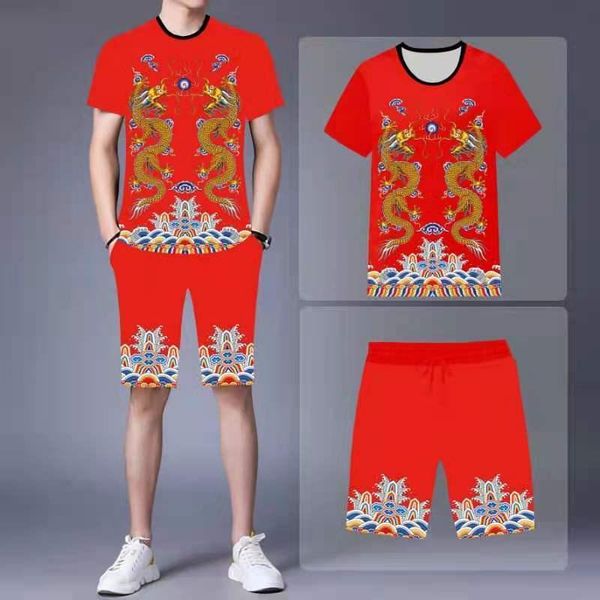 men's tracksuits chinese style dragon print short-sleeved casual suit couple street wear summer shorts 2-piece set, Gray
men's tracksuits chinese style dragon print short-sleeved casual suit couple street wear summer shorts 2-piece set, Gray