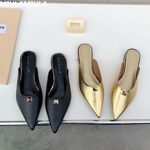 spring luxury black golden rivet shallow flat leather slippers brand designer socofy shoes slip on loafers mules flip flops
spring luxury black golden rivet shallow flat leather slippers brand designer socofy shoes slip on loafers mules flip flops
