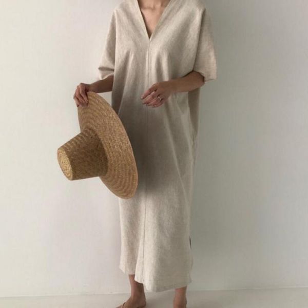 party dresses summer korean loose retro yamamoto dress women 2021 simple casual cotton linen lazy wind long tide, White;black
party dresses summer korean loose retro yamamoto dress women 2021 simple casual cotton linen lazy wind long tide, White;black