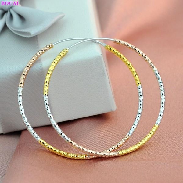 hoop & huggie bocai real s925 sterling silver earrings for women thai tricolor big earbobs personality sky stars pure argentum jewelry, Golden;silver
hoop & huggie bocai real s925 sterling silver earrings for women thai tricolor big earbobs personality sky stars pure argentum jewelry, Golden;silver