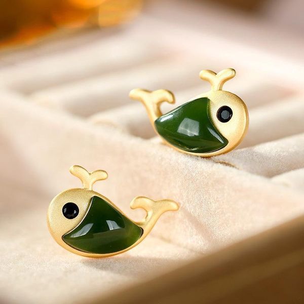 stud original silver inlaid natural hetian jasper earrings chinese style retro lovely dolphin little fresh fairy charm brand jewelry, Golden;silver
stud original silver inlaid natural hetian jasper earrings chinese style retro lovely dolphin little fresh fairy charm brand jewelry, Golden;silver