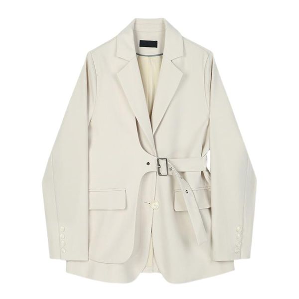 women's suits & blazers solid color blazer coat women casual temperament female outerwear jacket belt slim 2021 autumn office ladies, White;black
women's suits & blazers solid color blazer coat women casual temperament female outerwear jacket belt slim 2021 autumn office ladies, White;black