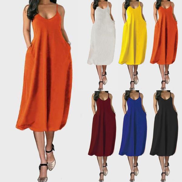 casual dresses fashion women's dress summer solid color sleeveless v-neck woman plus size pockets female camisole s-5xl, Black;gray
casual dresses fashion women's dress summer solid color sleeveless v-neck woman plus size pockets female camisole s-5xl, Black;gray