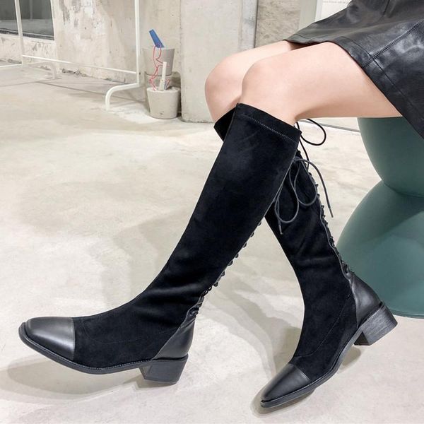 boots patchwork square heels women knee high winter autumn long party shoes woman genuine leather female riding, Black
boots patchwork square heels women knee high winter autumn long party shoes woman genuine leather female riding, Black