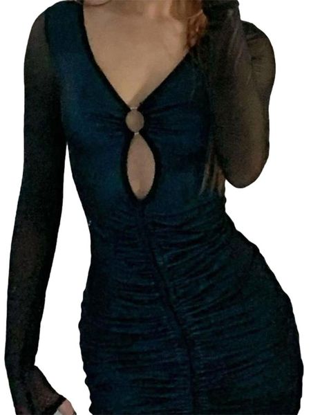 casual dresses summer women's dress 2021, female solid color long sleeve v-neck skinny fashion ring hollow drawstring short clothes, Black;gray
casual dresses summer women's dress 2021, female solid color long sleeve v-neck skinny fashion ring hollow drawstring short clothes, Black;gray