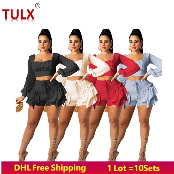 women's tracksuits two piece set women summer autumn clothing long sleeve crop ruffled shorts elegant outfit solid tracksuit clubwe, Gray
women's tracksuits two piece set women summer autumn clothing long sleeve crop ruffled shorts elegant outfit solid tracksuit clubwe, Gray
