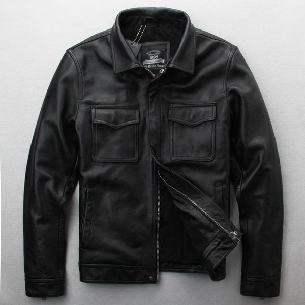 men's leather & faux jacket men korean vintage genuine coat real cow jackets streetwear motorcycle black yy483
men's leather & faux jacket men korean vintage genuine coat real cow jackets streetwear motorcycle black yy483