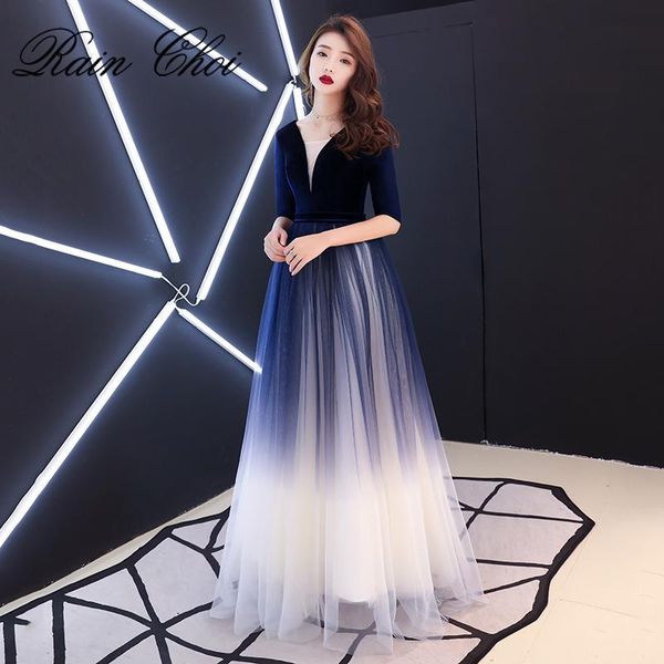 party dresses half sleeves evening a line formal prom gowns v neck long dress, White;black
party dresses half sleeves evening a line formal prom gowns v neck long dress, White;black