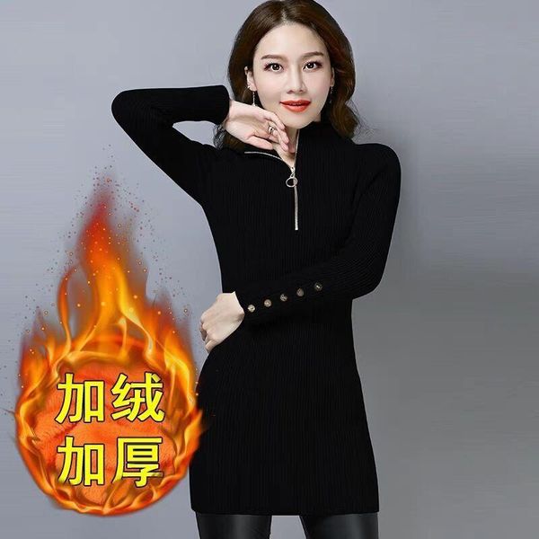 women's sweaters turtleneck pullover sweater dress women autumn winter knijacket female outer wear mid-length plus fleece, White;black
women's sweaters turtleneck pullover sweater dress women autumn winter knijacket female outer wear mid-length plus fleece, White;black