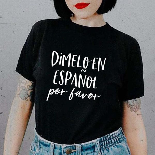 dimelo en espanol por favor print women harajuku tshirt spanish casual funny short sleeve o-neck tee shirt camisetas mujer women's t-s, White
dimelo en espanol por favor print women harajuku tshirt spanish casual funny short sleeve o-neck tee shirt camisetas mujer women's t-s, White