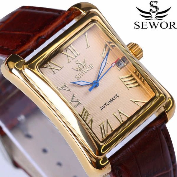 sewor brand luxury rectangular men watches automatic mechanical roman display antique clock relogio wrist 210728, Slivery;brown
sewor brand luxury rectangular men watches automatic mechanical roman display antique clock relogio wrist 210728, Slivery;brown