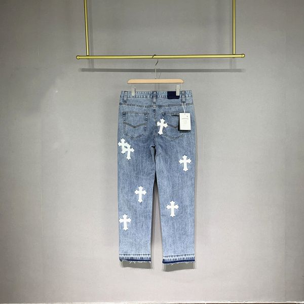 brand crosin fashion hearts trend chromes brand ch quality leather embroidered cross washed high street straight loose, Blue
brand crosin fashion hearts trend chromes brand ch quality leather embroidered cross washed high street straight loose, Blue