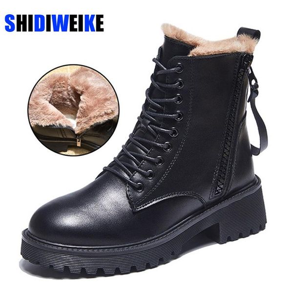 boots 2021 winter leather women's ankle motorcycle vintage retro side zipper chunky high heels warm fur snow shoes woman, Black
boots 2021 winter leather women's ankle motorcycle vintage retro side zipper chunky high heels warm fur snow shoes woman, Black