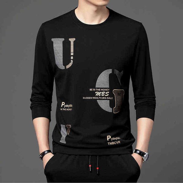 autumn long sleeve sweater 2021 round neck personalized printed thin bottomed shirt men's t-shirt, White;black
autumn long sleeve sweater 2021 round neck personalized printed thin bottomed shirt men's t-shirt, White;black