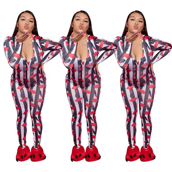 autumn and winter lips print jumpsuit women's fashion button long-sleeved trousers casual home all-match jumpsuits & rompers, Black;white
autumn and winter lips print jumpsuit women's fashion button long-sleeved trousers casual home all-match jumpsuits & rompers, Black;white