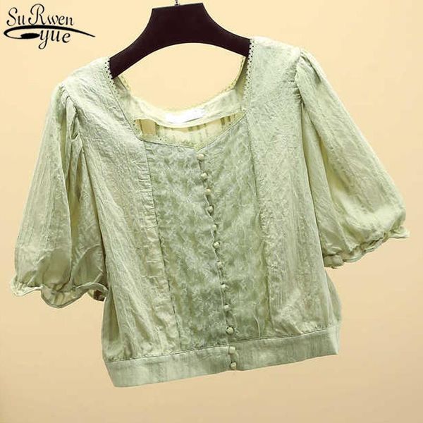 women's blouses & shirts 2021 summer casual chiffon blouse wild solid women lantern sleeve elegant short shirt 9880, White
women's blouses & shirts 2021 summer casual chiffon blouse wild solid women lantern sleeve elegant short shirt 9880, White
