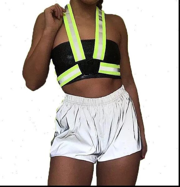 womens shorts women reflective shiny high waist clubwear summer party tracksuit, White;black
womens shorts women reflective shiny high waist clubwear summer party tracksuit, White;black