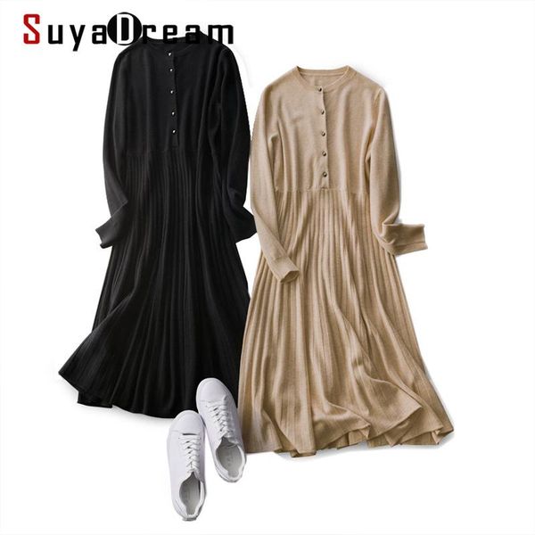 casual dresses suyadream woman 100%wool midi solid o neck shirt dress 2021 winter long beige sweaters, Black;gray
casual dresses suyadream woman 100%wool midi solid o neck shirt dress 2021 winter long beige sweaters, Black;gray