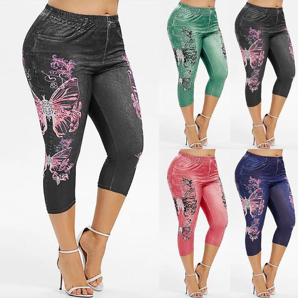 women's leggings women jean-like printed high-waist elastic short pants seven-cent imitation fitness denim pantalones de mujer, Black
women's leggings women jean-like printed high-waist elastic short pants seven-cent imitation fitness denim pantalones de mujer, Black
