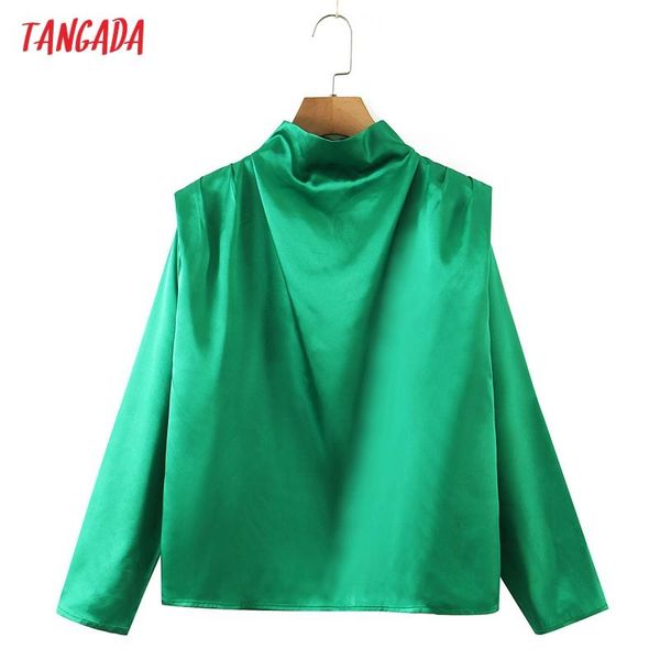 women's blouses & shirts tangada 2021 autumn women green satin shirt blouse stand collar long sleeve chic female office lady sl412, White
women's blouses & shirts tangada 2021 autumn women green satin shirt blouse stand collar long sleeve chic female office lady sl412, White