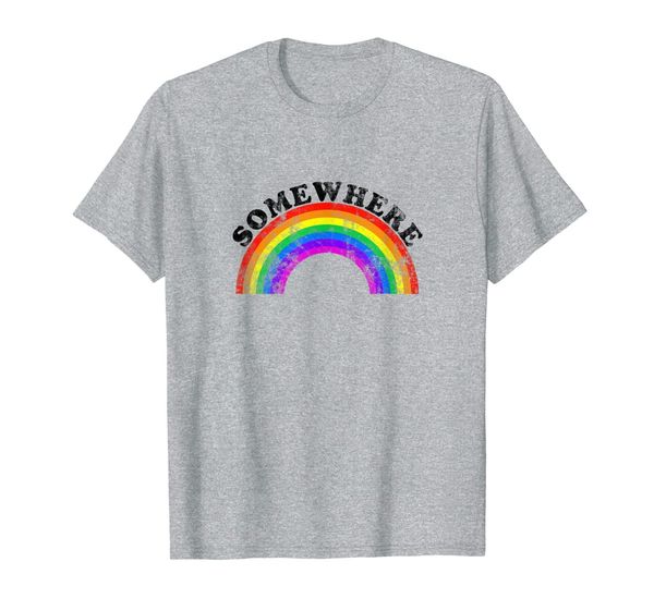 somewhere over the rainbow - distressed vintage pride tshirt, White;black 
somewhere over the rainbow - distressed vintage pride tshirt, White;black