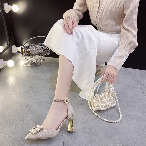 dress shoes golden high heels spring and summer french fashion pointed toe thick heel sandals women's wedding ladies parties, Black
dress shoes golden high heels spring and summer french fashion pointed toe thick heel sandals women's wedding ladies parties, Black