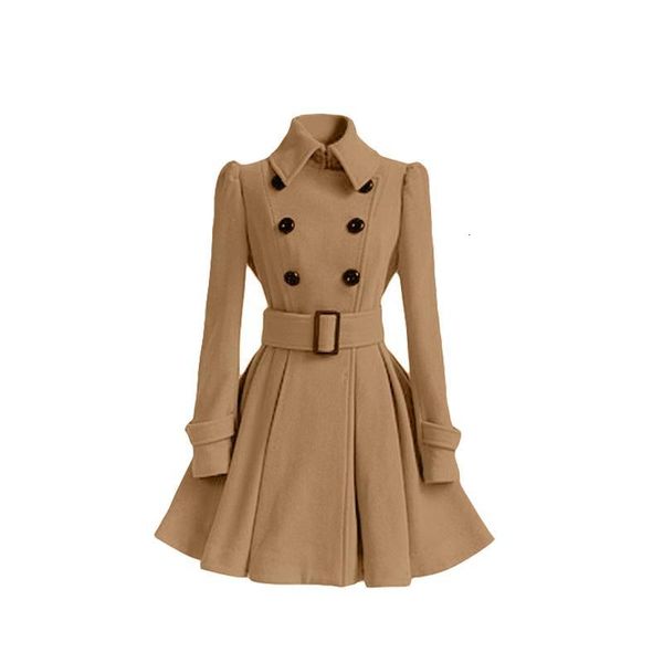 & faux leather women's wool mid-length solid color lapel trench coat commuter warmth adjustable waist design winter jacket, Black
& faux leather women's wool mid-length solid color lapel trench coat commuter warmth adjustable waist design winter jacket, Black