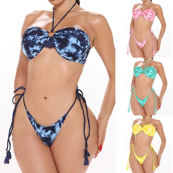 one-piece suits tie dyed blue bikini set two piece swimwear women bandage bathing suit summer high waist swimsuit beachwear
one-piece suits tie dyed blue bikini set two piece swimwear women bandage bathing suit summer high waist swimsuit beachwear