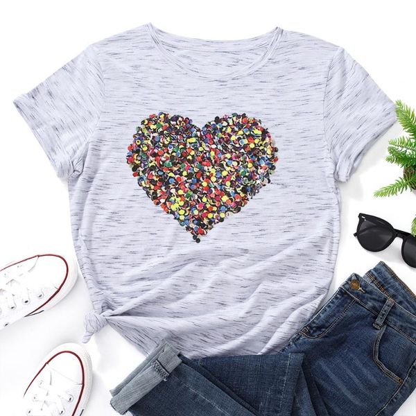 women's t-shirt graphic tees cotton short sleeve crew neck loose t shirt plus size female summer casual clothes colorful heart, White
women's t-shirt graphic tees cotton short sleeve crew neck loose t shirt plus size female summer casual clothes colorful heart, White
