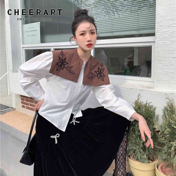 sailor collar white embroidered shirt women long sleeve button up designer korean blouse fashion clothing 210427
sailor collar white embroidered shirt women long sleeve button up designer korean blouse fashion clothing 210427