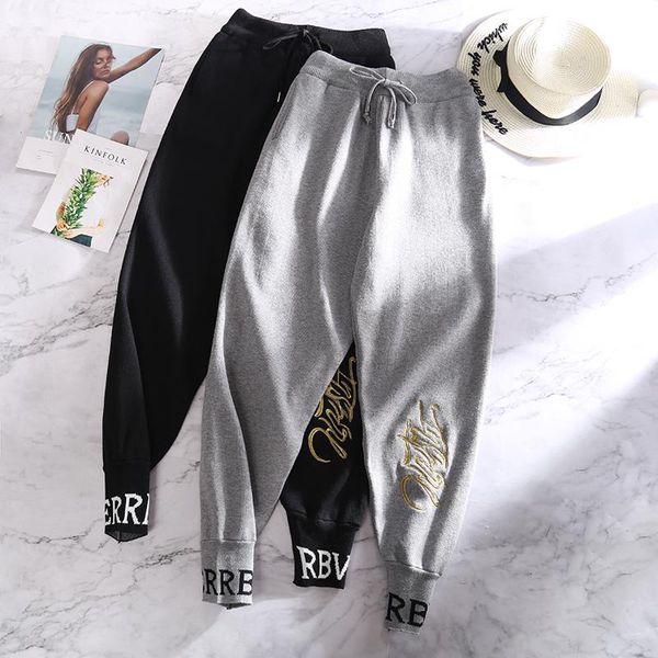 women's pants & capris autumn fashion loose embroidery knitted sports women casual sweater harem, Black;white
women's pants & capris autumn fashion loose embroidery knitted sports women casual sweater harem, Black;white