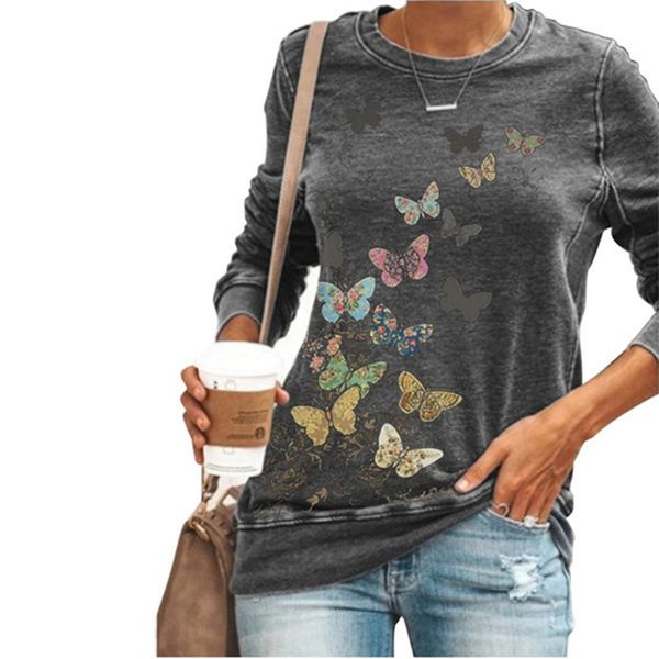elegant butterfly print long sleeve t-shirt womens autumn casual o-neck fashion lady cotton polyester plus size blue tees, White
elegant butterfly print long sleeve t-shirt womens autumn casual o-neck fashion lady cotton polyester plus size blue tees, White