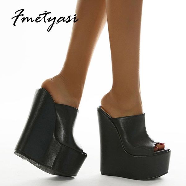 sandals high-heeled women summer shoes concise pu striped slip on platform waterproof 16cm wedge heel sturdy sole rubber, Black
sandals high-heeled women summer shoes concise pu striped slip on platform waterproof 16cm wedge heel sturdy sole rubber, Black