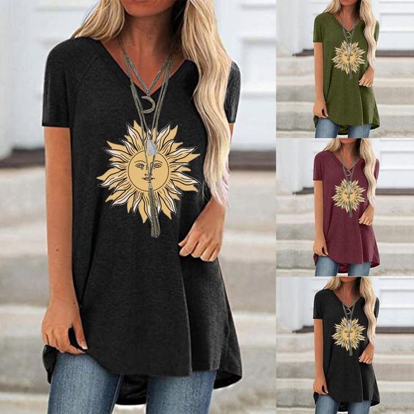 women's t-shirt solid cartoon sunflower print t-shirts fashion casual oversized v-neck hundred short sleeve ropa mujer, White
women's t-shirt solid cartoon sunflower print t-shirts fashion casual oversized v-neck hundred short sleeve ropa mujer, White