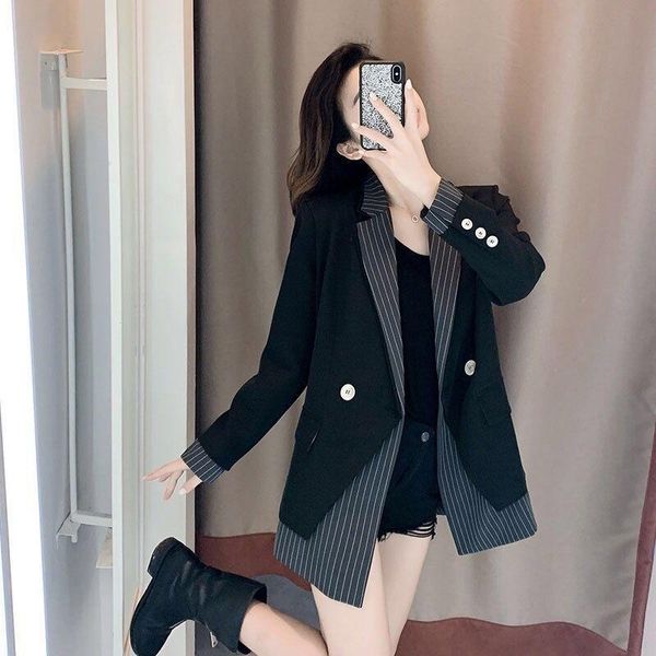 women's suits & blazers autumn stylish patchwork women vintage elegant plaid blazer chic single-breasted office ladies loose long sleev, White;black
women's suits & blazers autumn stylish patchwork women vintage elegant plaid blazer chic single-breasted office ladies loose long sleev, White;black