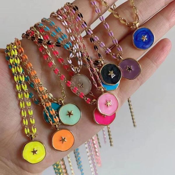 pendant necklaces kkbead neon enamel necklace star jewelry for women copper multicolor link chain y2k jewellery, Silver
pendant necklaces kkbead neon enamel necklace star jewelry for women copper multicolor link chain y2k jewellery, Silver