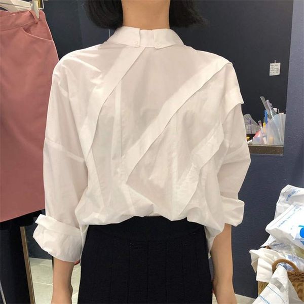 women's spring autumn blouse korean style solid color buttoned long-sleeved all-match female fold stitching gx260 210507, White
women's spring autumn blouse korean style solid color buttoned long-sleeved all-match female fold stitching gx260 210507, White