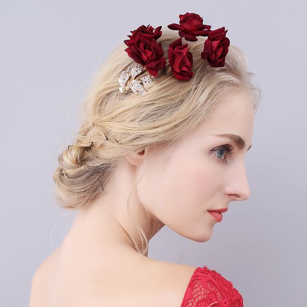 o927 exquisite women wedding bridal headpiece golden leaves velvet head flower hairpins marriage bride to be hairnips, Silver
o927 exquisite women wedding bridal headpiece golden leaves velvet head flower hairpins marriage bride to be hairnips, Silver