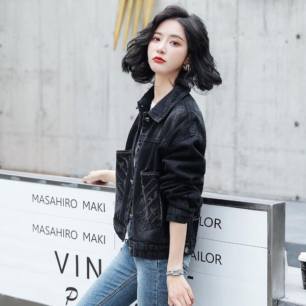 black denim jacket women short loose casual diamonds outerwear womens big pockets ladies coats harajuku spring autumn 2021 women's jack, Black;brown
black denim jacket women short loose casual diamonds outerwear womens big pockets ladies coats harajuku spring autumn 2021 women's jack, Black;brown