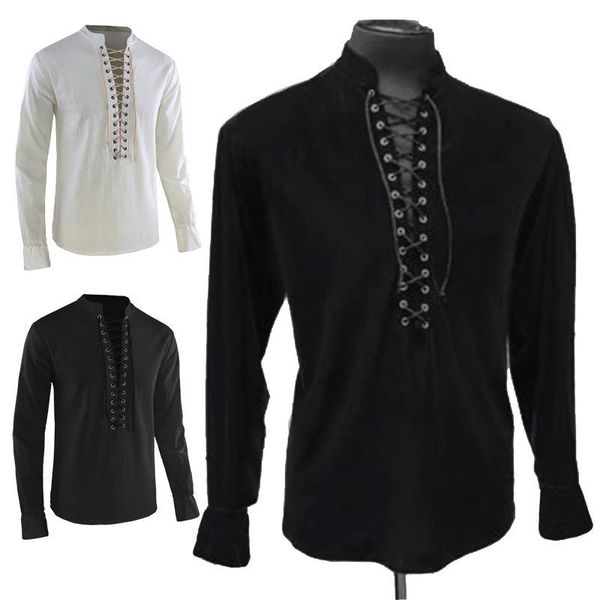 men's casual shirts 2021 medieval men fashion lace shirt costume knight noble t-shirt drawstring carnival pirate cosplay tee blouse, White;black
men's casual shirts 2021 medieval men fashion lace shirt costume knight noble t-shirt drawstring carnival pirate cosplay tee blouse, White;black
