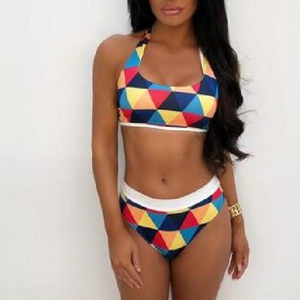 women's swimwear casual bikini set bathing suit women geometric high waist beachwear 2 piece swimsuit, White;black
women's swimwear casual bikini set bathing suit women geometric high waist beachwear 2 piece swimsuit, White;black