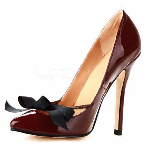 dress shoes minan ser fashion chocolate patent leather bow decoration 11 cm high-heeled shoes. size: 35-43, Black
dress shoes minan ser fashion chocolate patent leather bow decoration 11 cm high-heeled shoes. size: 35-43, Black
