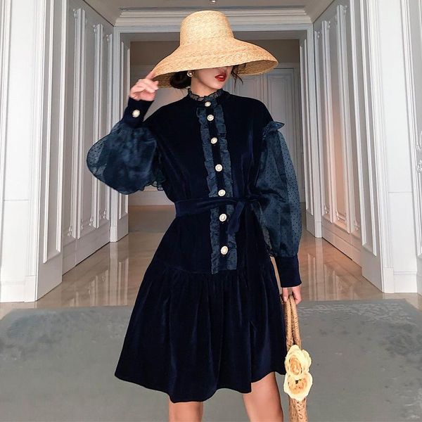 autumn spring women dress mini velvet patchwork long sleeve fashion female elegant silm french retro vintage casual dresses, Black;gray
autumn spring women dress mini velvet patchwork long sleeve fashion female elegant silm french retro vintage casual dresses, Black;gray