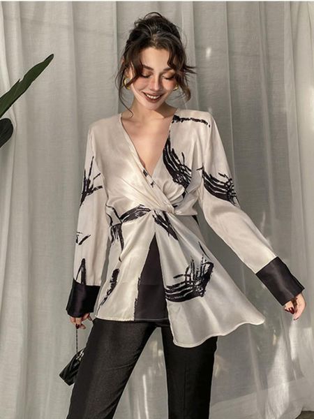 fashion fall clothes deep v neck contrast color vintage elegant long sleeve slim collect waist blouse asymmetric women's blouses &, White
fashion fall clothes deep v neck contrast color vintage elegant long sleeve slim collect waist blouse asymmetric women's blouses &, White