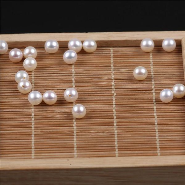 other 7-7.5mm natural white perfect round half hole loose pearl beads