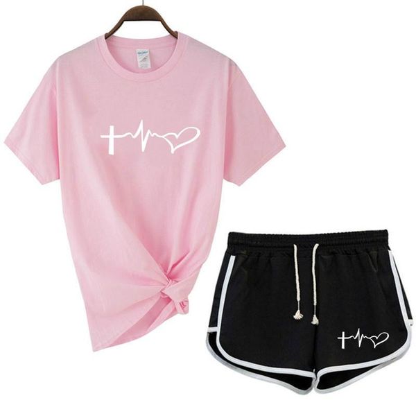 women's t-shirt 2021 summer love ladies printed + shorts 2-piece set large cotton sports suit jogging fitness girl short sleeve, White
women's t-shirt 2021 summer love ladies printed + shorts 2-piece set large cotton sports suit jogging fitness girl short sleeve, White