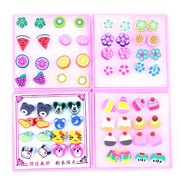 e2254 8 pair of carton cartoon hand-made soft pottery slice rubber needle anti allergy earrings jewelry, Golden
e2254 8 pair of carton cartoon hand-made soft pottery slice rubber needle anti allergy earrings jewelry, Golden